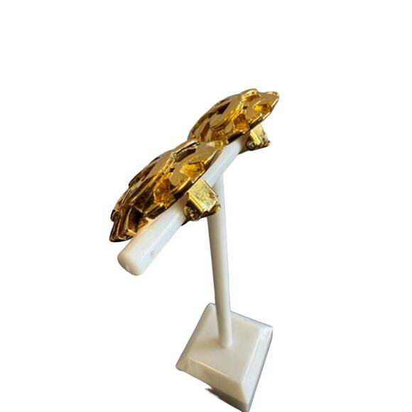 RARE Vintage Chanel 24K Gold Plated Collection by Karl Lagerfeld CC Clip-Ons* - Picture 4 of 8